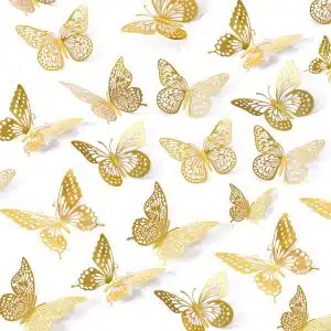 3D Gold Butterfly Wall Decorations